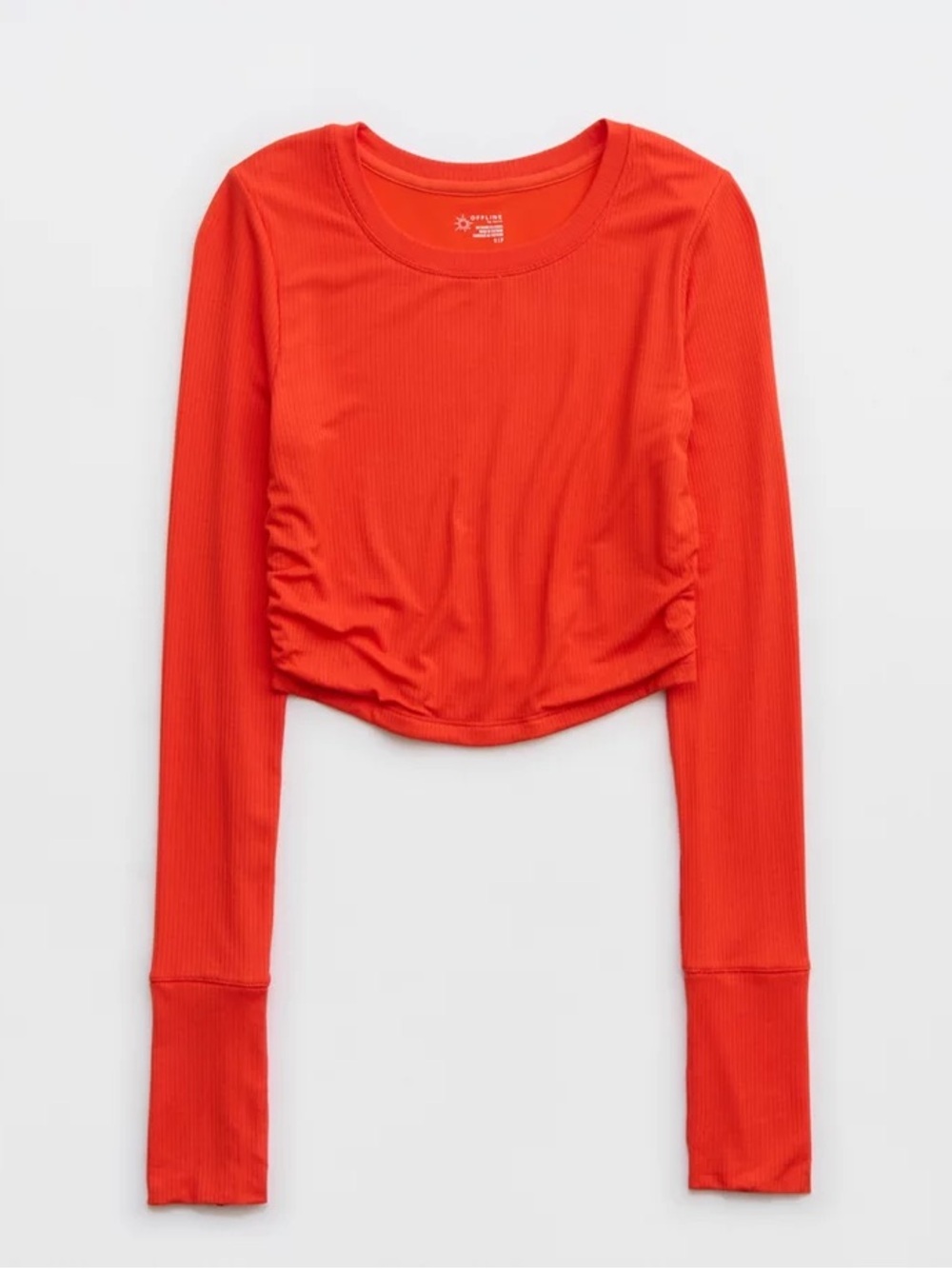 OFFLINE By Aerie Thumbs Up Long Sleeve Ruched T-Shirt women’s size large